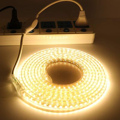 XUNATA LED Light Strip Kit, AC 110-130V Flexible Waterproof Rope Lights, SMD 5050 60 LEDs/M for Indoor Outdoor Commercial Lighting, Accessories Included (Warm White, 164ft/50m)