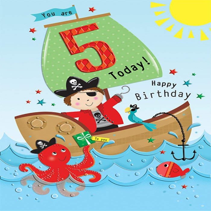 Traditional Juvenile Birthday Card Age 5 M - 7 x 5 inches - Piccadilly Greetings