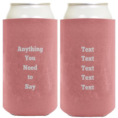Personalized Coolie 5 Lines Any Text Custom Coolie Coral Pink 2-Pack Personalized Can Drink Thermocoolers