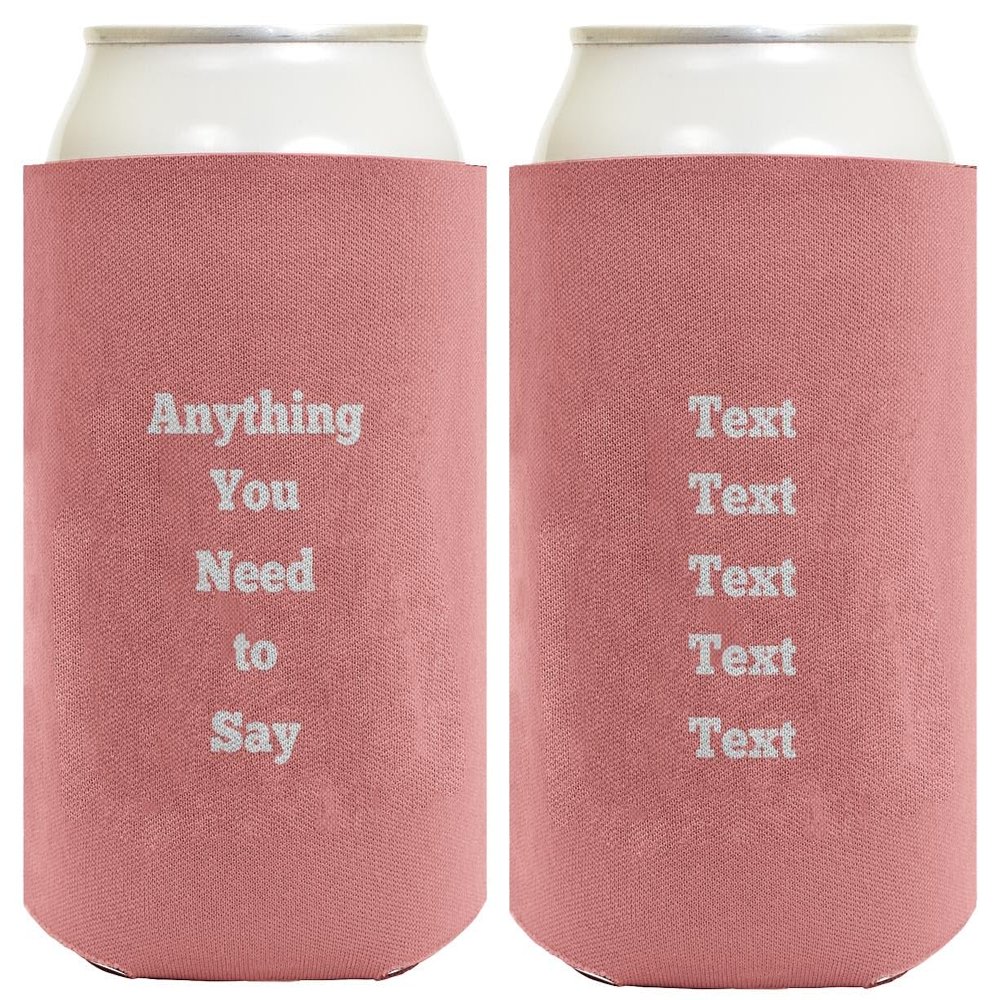 Personalized Coolie 5 Lines Any Text Custom Coolie Coral Pink 2-Pack Personalized Can Drink Thermocoolers