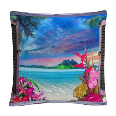 Trademark Fine Art Window to Paradise VII by Leo Kelly, 16x16 Decorative Throw Pillow