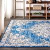 JONATHAN Y Boho Vintage Blue/Cream Indoor Area Rug, 8x10, Bohemian Flair Medallion, Chic, Floral, High Traffic for Living Room, Bedroom, Kitchen, Pet Friendly, Non-Shedding (BMF104B-8) view 3