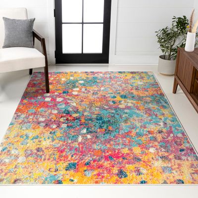 JONATHAN Y Modern Abstract Multi/Yellow Indoor Area Rug, 5x8, Contemporary POP, Transitional, Easy-Cleaning for Living Room, Bedroom, Kitchen, Pet Friendly, Non-Shedding (CTP108A-5)