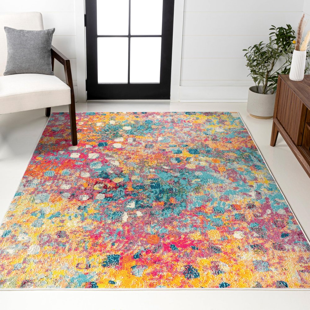 JONATHAN Y Modern Abstract Multi/Yellow Indoor Area Rug, 5x8, Contemporary POP, Transitional, Easy-Cleaning for Living Room, Bedroom, Kitchen, Pet Friendly, Non-Shedding (CTP108A-5)