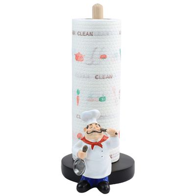 MASSJOY Chef Style Paper Towel Holder, Resin Crafts Display for Kitchen Cafe Western Restaurant Cake Shop Dessert Shop.
