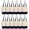 Azuca Canvas Bags Heavy Duty 12 oz with Bottom Gusset Grocery Beach Shopping Bag 17x14x4 Inches (Dark Blue - 12 Pack) view 1