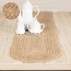 VHC Brands Farmhouse Coastal Braided Woven Natural Jute Table Runner for Kitchen Tabletop Dining Room Table Hot Pad Mat, Gift Ideas- Natural Tan, Oval 13x72, 6 Foot Long view 3