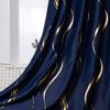 MYRU 1 Pair Blackout Curtains for Bedroom, Luxury Striped Curtains for Living Room (Navy and Gold, 2 x 54 x 96 Inch) view 2