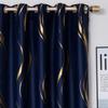 MYRU 1 Pair Blackout Curtains for Bedroom, Luxury Striped Curtains for Living Room (Navy and Gold, 2 x 54 x 96 Inch) view 4