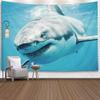 Shorping Art Tapestry, 60x60Inches Hanging Wall Tapestry for Dcor Living Room Dorm White Shark Close Smiling Swimming view 1