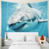 Shorping Art Tapestry, 60x60Inches Hanging Wall Tapestry for Dcor Living Room Dorm White Shark Close Smiling Swimming view 2