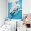 Shorping Art Tapestry, 60x60Inches Hanging Wall Tapestry for Dcor Living Room Dorm White Shark Close Smiling Swimming view 4