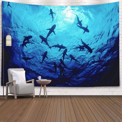 Shorping Marine Life Wall Tapestry, 60x60Inches Hanging Wall Tapestry for Dcor Living Room Dorm Sharks