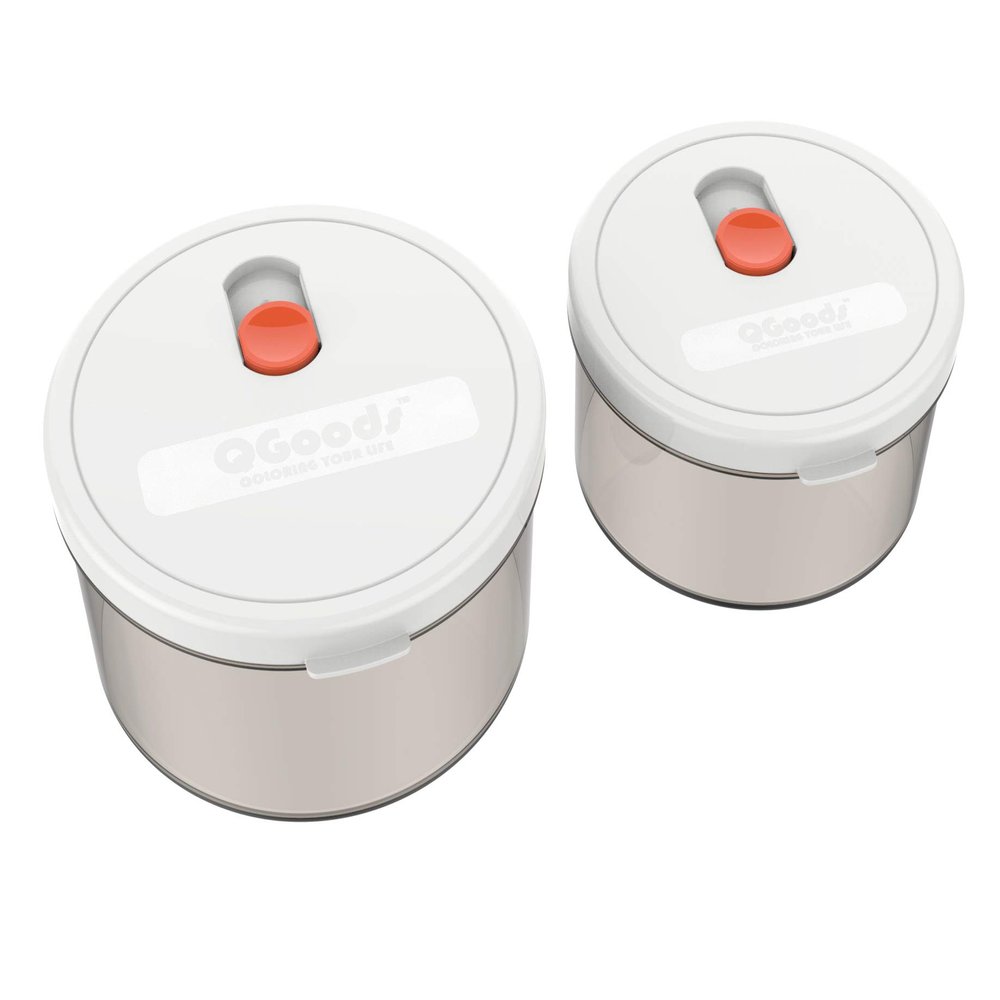 QG 40 & 24oz Round Plastic Food Storage Containers with Lids BPA Free - 2 Pieces White