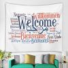 Remain Unique Tapestry Sign Welcome Phrase in Different Languages Words Cloud Wall Hang Decor Indoor House Made in Soft view 3