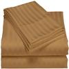 HR Luxury Linen Cotton Bedsheets Set - 400 Thread Count 100% Egyptian Cotton 4-Piece Sheet Set 18 Inch Deep Pocket Stripe (Queen, Taupe) view 1