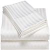 HR Luxury Linen Cotton Bedsheets Set - 400 Thread Count 100% Egyptian Cotton 4-Piece Sheet Set 15 Inch Deep Pocket Stripe (Queen, White) view 1