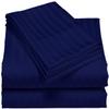 HR Luxury Linen Cotton Bedsheets Set - 400 Thread Count 100% Egyptian Cotton 4-Piece Sheet Set 21 Inch Deep Pocket Stripe (Queen, Navy Blue) view 1