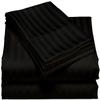 HR Luxury Linen Cotton Bedsheets Set - 400 Thread Count 100% Egyptian Cotton 4-Piece Sheet Set 21 Inch Deep Pocket Stripe (Queen, Black) view 1