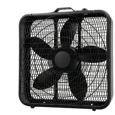 Comfort Zone Box Fan with Carry Handle, 20 inch, 3 Speed Full-Force Air Circulation with Air Conditioner, Floor Fan, Bedroom Fan, Airflow 15.03 ft/sec, Ideal for Home, Bedroom & Office, CZ200ABK