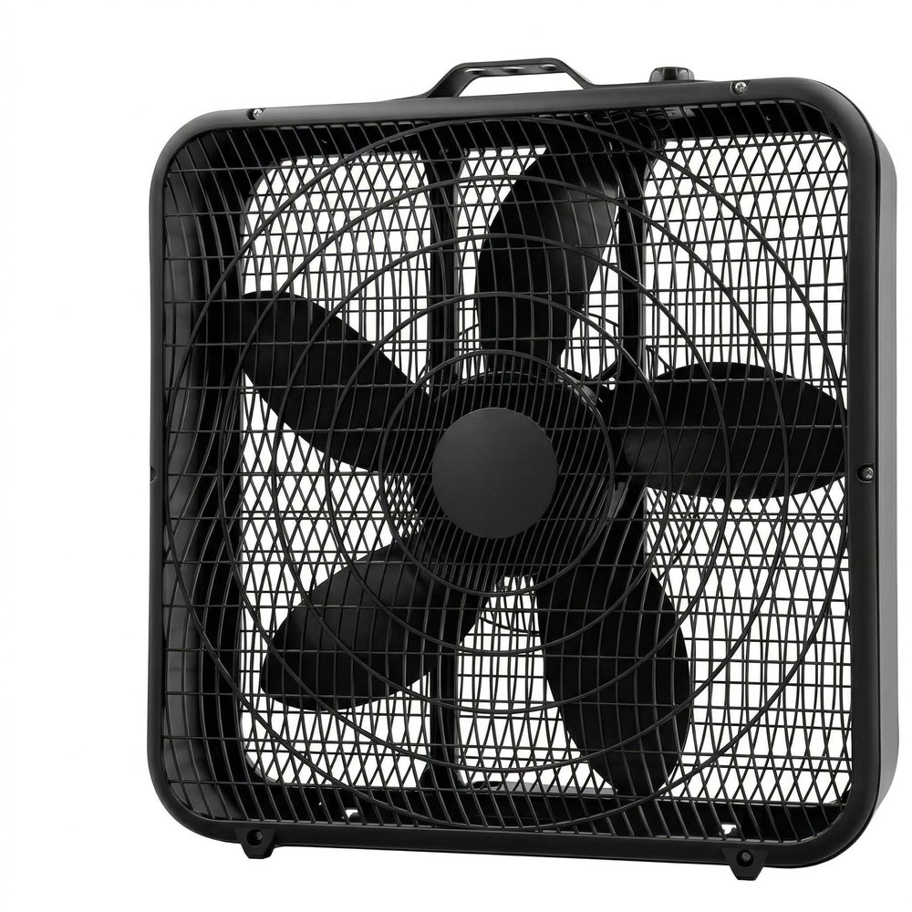 Comfort Zone Box Fan with Carry Handle, 20 inch, 3 Speed Full-Force Air Circulation with Air Conditioner, Floor Fan, Bedroom Fan, Airflow 15.03 ft/sec, Ideal for Home, Bedroom & Office, CZ200ABK