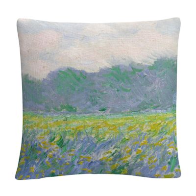 Trademark Fine Art Field of Yellow Irises by Claude Monet, 16x16 Decorative Throw Pillow