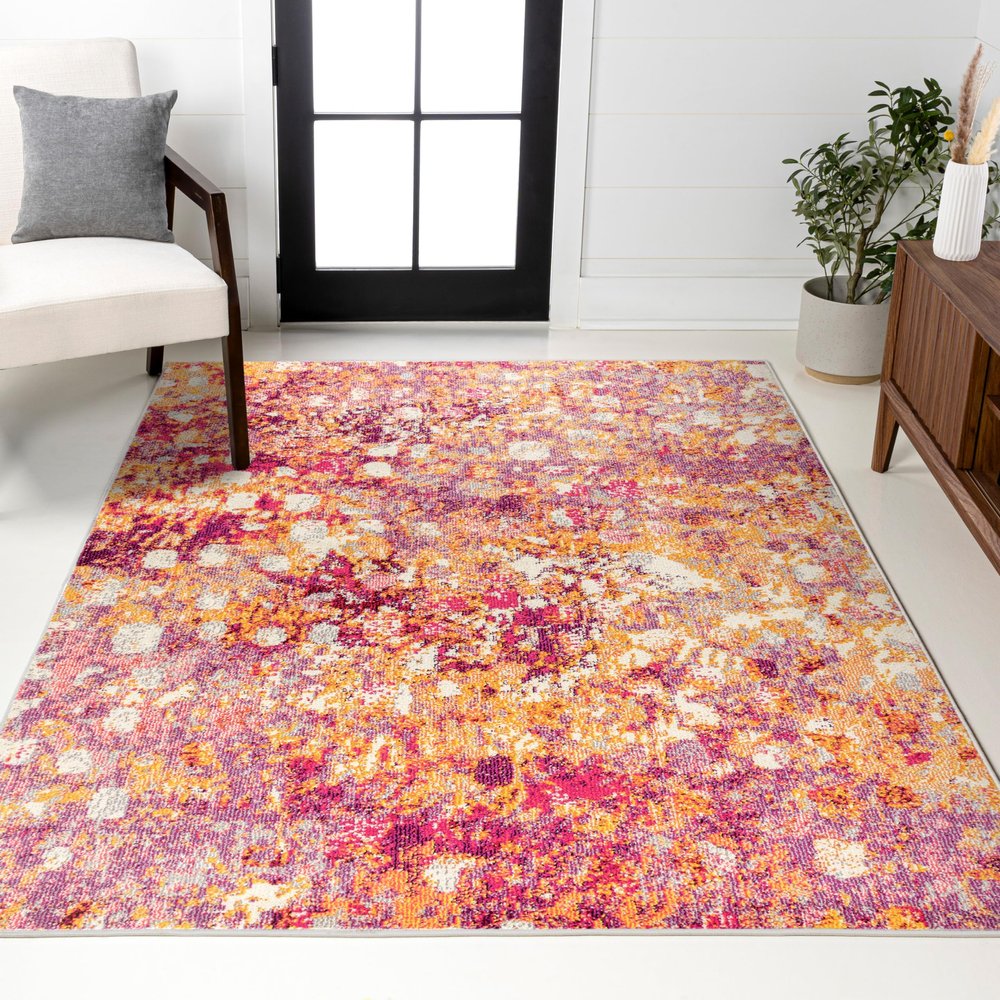 JONATHAN Y Modern Abstract Pink/Orange Indoor Area Rug, 8x10, Contemporary POP, Transitional, Easy-Cleaning for Living Room, Bedroom, Kitchen, Pet Friendly, Non-Shedding (CTP108C-8)