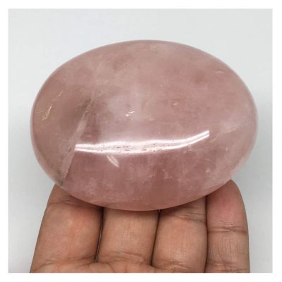 255.3g, 3.1x2.4"x1.4" Natural Untreated Rose Quartz Palm-Stone Gallet Shape Shiny Glassy Polished @Madagascar, Reiki Energy Crystal, Metaphysical, B723