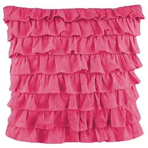 1 Pair Ruffle Pillow Sham Egyptian Cotton 500tc Hotpink Queen (20 x 30 inch)