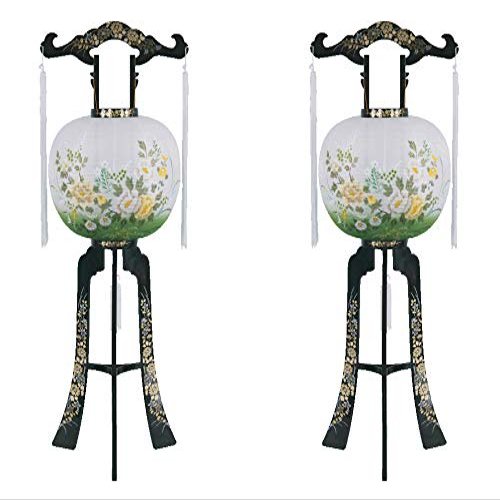  1149611 PC Accordion Lantern, Shuzo Fukayama, Peony, LED Firefly, Set of 2, Brown, Height 39.4 inches (100 cm), Firebag Diameter 14.2 inches (36 cm), Null