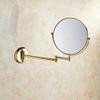 Mercury_Group, Bathroom Magnifying Makeup Mirror, Double-Sided 1X/3X, Extendable Folding Arm, Wall Mounted Vanity Round Mirrors, Solid Brass - (Color:Polished Gold) view 2