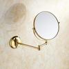 Mercury_Group, Bathroom Magnifying Makeup Mirror, Double-Sided 1X/3X, Extendable Folding Arm, Wall Mounted Vanity Round Mirrors, Solid Brass - (Color:Polished Gold) view 3