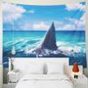 Shorping Tapestry Wall Hanging, 60x60Inches Hanging Wall Tapestry for Dcor Living Room Dorm White Shark Fin Above Water view 2
