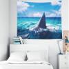 Shorping Tapestry Wall Hanging, 60x60Inches Hanging Wall Tapestry for Dcor Living Room Dorm White Shark Fin Above Water view 3