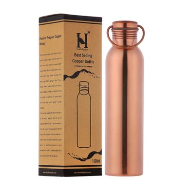 Premium Pure Copper Water Bottle Matte Finish 1000 ml Eco-friendly for Ayurveda Health Benefits Leakproof Design Stylish Reusable Bottle for Fitness & Hydration