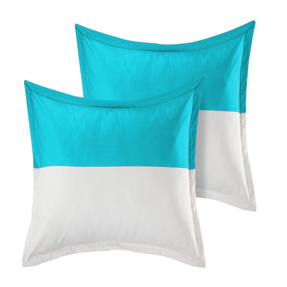 1 Pair Twin Color Pillow Sham Egyptian Cotton 500tc Turquoise Queen (20 x 30 inch)