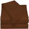 HR Luxury Linen Cotton Bedsheets Set - 400 Thread Count 100% Egyptian Cotton 4-Piece Sheet Set 21 Inch Deep Pocket Stripe (Queen, Chocolate) view 1