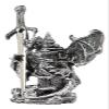 Ebros Gift Legendary Silver Dragon Protecting Castle Tower Letter Opener Figurine Sculpture Home and Office Decorative Sculpture Medieval Renaissance Dungeons and Dragons Fantasy view 2