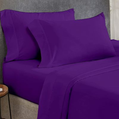 Crown Collection 100% Egyptian Cotton Sheets, Full Size Sheet Set, 4 Pc, 600 Thread Count, 16 inch Deep, Cooling, Breathable, Pineapple Design, Decorative Pillows