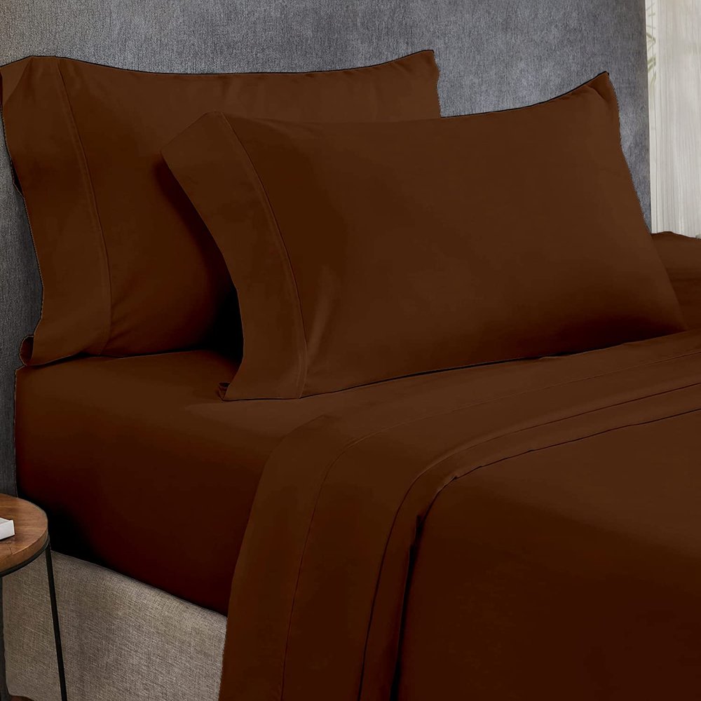 100% Cotton Sheets, Softest 4-Pc Queen Sheet Set, Cooling Sheets for Queen Size Bed, Deep Pockets, 600 Thread Count Sateen, Bedding Sheets & Pillowcases, Queen Sheets up to 16 inch Deep