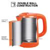 Secura Stainless Steel Double Wall Electric Kettle Water Heater for Tea Coffee w/Auto Shut-Off and Boil-Dry Protection, 1.0L (Orange) SWK-1001DO/HB-K012 view 2