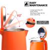 Secura Stainless Steel Double Wall Electric Kettle Water Heater for Tea Coffee w/Auto Shut-Off and Boil-Dry Protection, 1.0L (Orange) SWK-1001DO/HB-K012 view 3