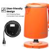 Secura Stainless Steel Double Wall Electric Kettle Water Heater for Tea Coffee w/Auto Shut-Off and Boil-Dry Protection, 1.0L (Orange) SWK-1001DO/HB-K012 view 4