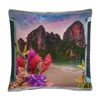 Trademark Fine Art Window to Paradise VI by Leo Kelly, 16x16 Decorative Throw Pillow