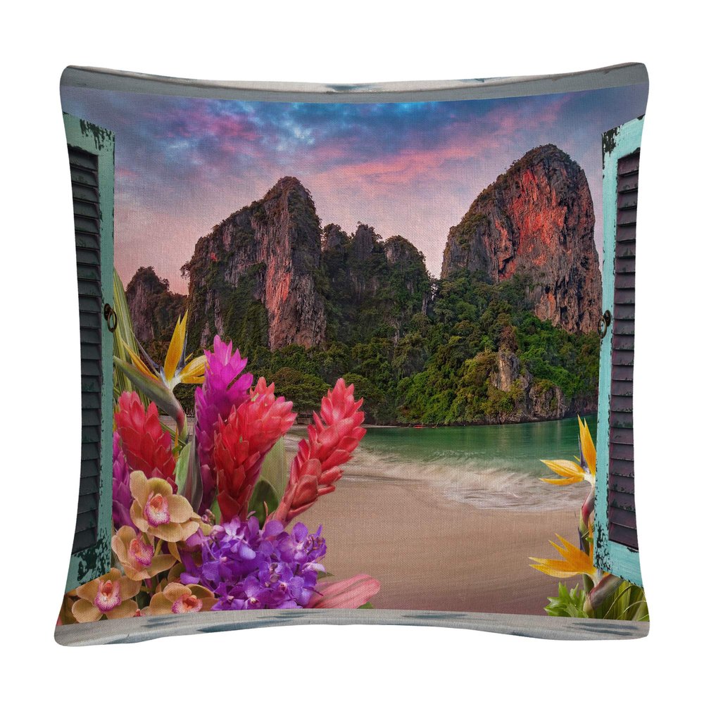 Trademark Fine Art Window to Paradise VI by Leo Kelly, 16x16 Decorative Throw Pillow