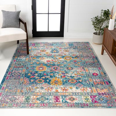 JONATHAN Y Boho Vintage Navy/Cream Indoor Area Rug, 5x8, Bohemian Flair Medallion, Chic, Floral, High Traffic for Living Room, Bedroom, Kitchen, Pet Friendly, Non-Shedding (BMF103B-5)