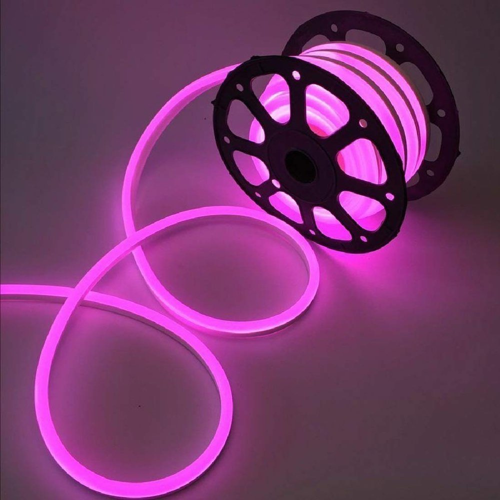 Thaisan7, Pink DC12V Neon LED Rope Light Waterproof Flex Strip Commercial Boat Bar Sign Home House Gardern Wedding Pary Decor (Length: 16FT)