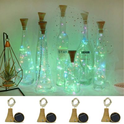 Cynzia Upgraded 8 Pack Solar Wine Bottle Lights, 20LED Silver Wire Cork Lights Waterproof Fairy Lights for Liquor Bottles Crafts Party Wedding Halloween Christmas Decor(4 Colors)