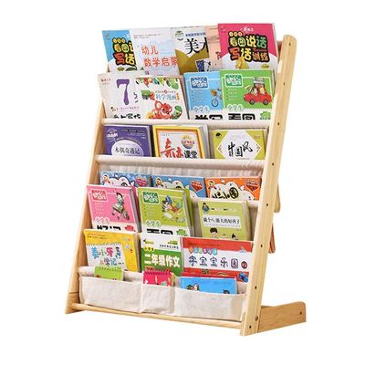 Bookcases Bookshelf Cartoon Bookshelf Solid Wood Floor Bookshelf Kindergarten Book Shelf Children's Toy Storage Rack Large Capacity Storage Rack Cabinets & Shelves (Color : Wood b, Size : 60 * 79cm)