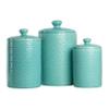 10 Strawberry Street Embossed Ceramic Kitchen Canister Set, Set of 3, Tide Blue view 1